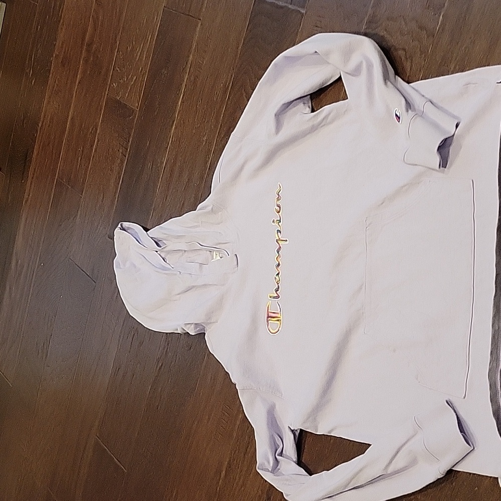 Light Purple long sleeve champion hooded shirt